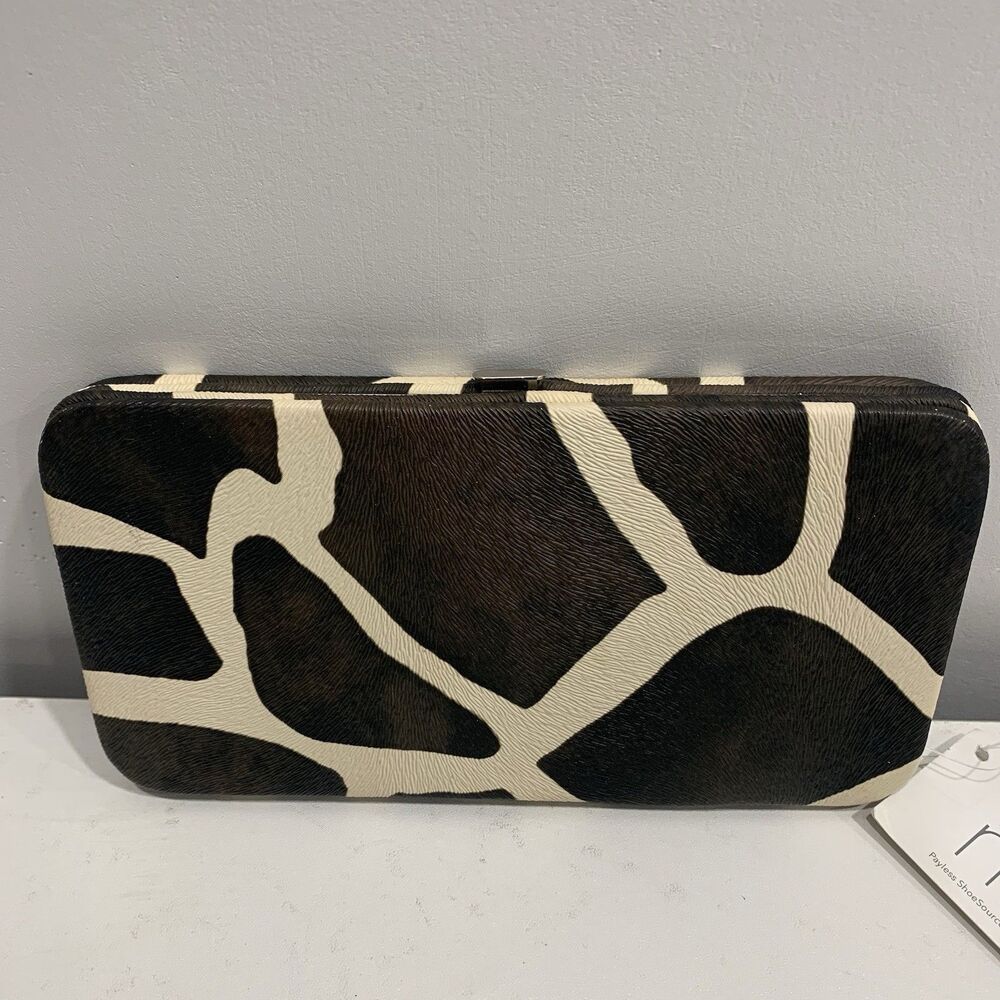 Minicci Hard Case Clutch Wallet Checkbook Credit Card Giraffe Print Brand New